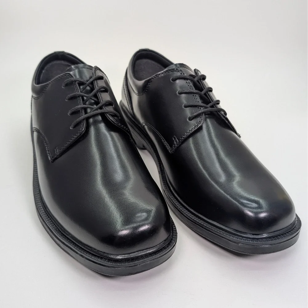 Nunn Bush Eddy Plain Toe Oxford Derby Mens 9.5 Black Leather Shoes Slip Resist